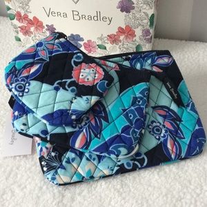 Vera Bradley Cosmetic trio Bags lotus flower swirl set